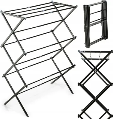 Image de KADAX Séchoir pliable, Séchoir sur pied extensible, Séchoir à linge en accordéon (104,5cm de haut debout)