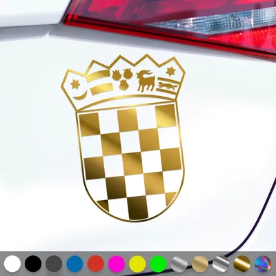 Produktbild von PantherPixel Kroatien Aufkleber Wappen Croatia Hrvatska Sticker Auto Geschenkidee Farbe Chrom-Gold