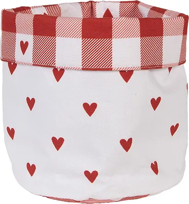 Produktbild von Clayre & Eef Brotkorb Ø 15x16 cm Weiß Rot Baumwolle Herzen