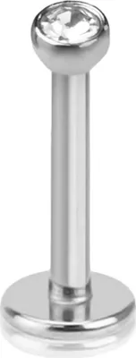 Produktbild von viva-adorno  1,2x6x2,5mm Lippen Piercing Stecker Tragus Labretstecker Zirkonia Edelstahl Innengewinde Z188 klar