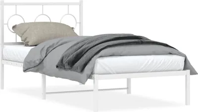 Produktbild von vidaXL Bettgestell mit Kopfteil Metall Weiß 90x190 cm