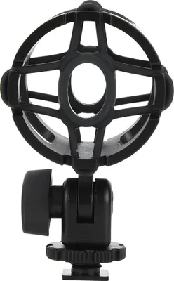 Produktbild von Universal-Mikrofonhalterung aus Kunststoff mit stoßfester Kaltschuhklemme für Kameraschuhe mit 3/8-Zoll-Schraubenloch