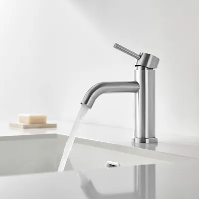 Produktbild von Badkamerkran Badkamer Wastafelkran Zinken Badkamerkranen Eengreepsmengkraan Zilverbewerkt