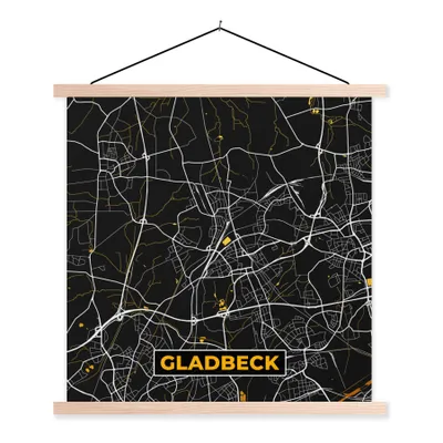 Produktbild von MuchoWow® Textilposter Gold - Deutschland - Karte - Stadtplan - Gladbeck 40x40 cm mit holzfarbenen Rahmen - Posterleiste
