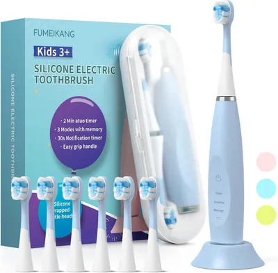 Produktbild von Elektrische Zahnbürste ab 3-12 jahre Kinderzahnbürsten Elektrisch Smart Timer 6 Weich Bürstenköpfes Wasserdicht Schallzahnbürste für Mädchen Jungen