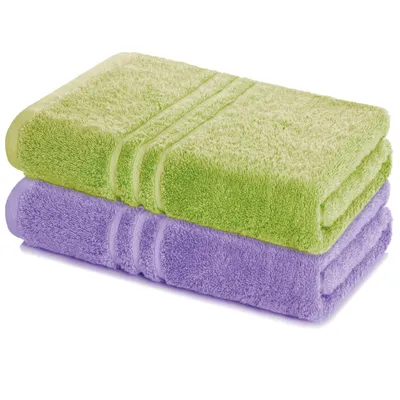 Zdjęcie produktu dla Zestaw 2 ręczników do sauny Lavea® 80 x 200 cm, ręcznik do sauny, 100% bawełna frotte, bardzo chłonny, łatwy w pielęgnacji 60°C, Elena, jasnozielony i lawendowy