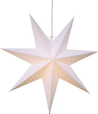 Produktbild von EGLO Weihnachtsstern für Innen, Dekostern beleuchtet aus Papier zum Aufhängen, Fenster-Leuchtstern in Weiß, 3D Adventsstern mit Kabel, E14
