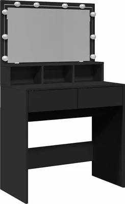 Produktbild von vidaXL Schminktisch mit LED-Beleuchtung Schwarz 80x41x134,5 cm