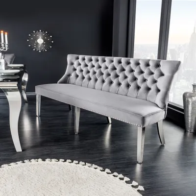 Produktbild von riess-ambiente Design Sofabank CASTLE DELUXE 165cm grau Samt Löwenkopf Chesterfield Barock
