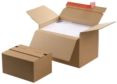 Obrázok produktu pre 10x ColomPac® 30000309 Kartónová krabica s rýchlo rozkladateľným dnom – 312 x 223 x 140–224 mm, sk, hnedá, výškovo variabilná