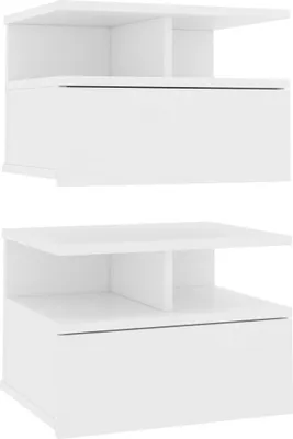 Obrázek produktu pro vidaXL Závěsné noční stolky 2 ks. Bílé 40 x 31 x 27 cm Materiál na bázi dřeva