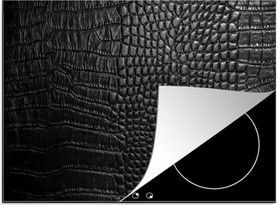 Produktbild von KitchenYeah© Herdabdeckplatte Leder - Textur - Schwarz - Grau , 71x52cm, Küche Deko, Glaskeramikkochfeld Herdabdeckung, Abdeckplatte fùr Kochfeld