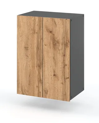 Produktbild von STIV Möbel | Badhängeschrank Grau Matt/Wotan Eiche 40x60x25 cm | 2 Türen & 2 Ablagen | Bad Hochschrank Wandmontage
