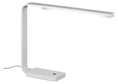 Imagen del producto de Lámpara de mesa LED Klaus, 8W, 3000K, IP40, con interruptor táctil, en aluminio blanco. Diseño minimalista. Rossini Group