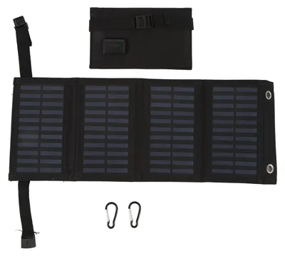 Immagine prodotto di Pannello solare pieghevole con porta USB, 5,5 V, 20 W, monocristallino, ad alta efficienza, IP65, impermeabile, per il campeggio all'aperto, nero