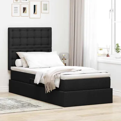 Immagine prodotto di Maison Exclusive - Letto a castello con illuminazione a LED e materasso nero 100 x 200 cm in tessuto