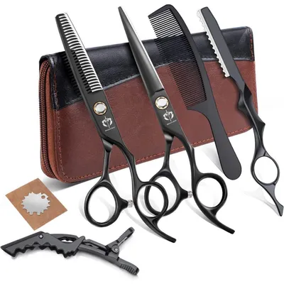 Productafbeelding van DRAGON RIOT Haar(scharen) Set, 6.0 inch, Professionele Japanse kappersschaar, Zwart, Titanium, voor mannen en vrouwen