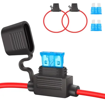 Immagine prodotto di Portafusibili per auto, standard 16AWG, confezione da 2 pezzi, con 2 fusibili da 15A