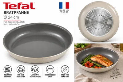 Produktbild von Tefal Bratpfanne 24 cm Induktion Antihaft Pfanne Grau für abnehmbaren Griff ohne Griff - L35804, KI-generiertes Bild