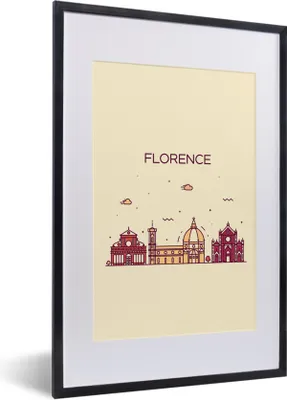 Produktbild von MuchoWow® MuchoWow® Gerahmtes Poster Florenz - Italien - Skyline 40x60 cm - Poster mit zchwarzem Bilderrahmen - Poster in Rahmen