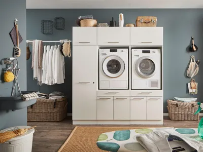 Produktbild von Waschmaschinenumbauschrank >LAUNDREEZY< in weiß - 185x200x67,5 (BxHxT)