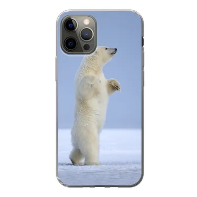 Produktbild von MuchoWow® Handyhülle Schutzhülle Hülle für iPhone 12 Pro Eisbär - Lustig - Schnee - Kinder - Jungen - Mädchen - Kind Silikon Softcase Handy Hülle - Abdeckung