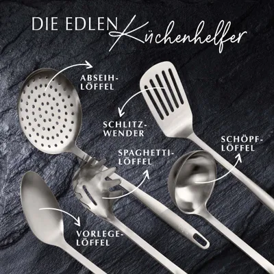 Produktbild von Stanley Rogers 5-teiliges Küchenhelfer-Set aus Edelstahl mit Titanium-Beschichtung  Perfekt für jede Küche, elegant und funktional