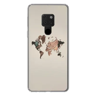 Produktbild von MuchoWow® Handyhülle Schutzhülle Hülle für Huawei P40 Lite Weltkarte - Holz - Braun Silikon Softcase Handy Hülle - Handy
