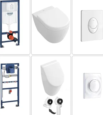Produktbild von Villeroy & Boch Subway Set Urinal mit Wand WC & Grohe Zubehör, weiß