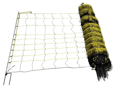 Produktbild von horizont Schafnetz horinetz 50m lang, 120cm hoch  Schafzaun inkl. 14 Pfähle mit Doppelspitze  Elektronetz, Weidezaun für Schafe, Elektrozaun, mobiler Zaun, elektrischer Weidezaun