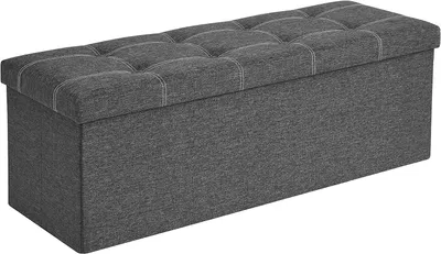 Zdjęcie produktu dla Pufa Skrzynia Pikowana Ciemno Szara Schowek 120L 110 cm Pikowana