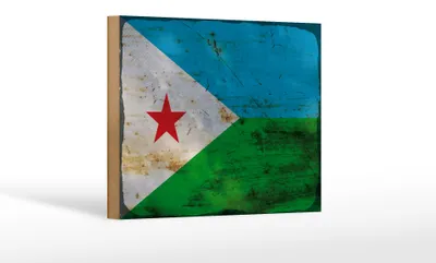 Produktbild von Holzschild Flagge Dschibuti 18x12cm Flag Djibouti Rost