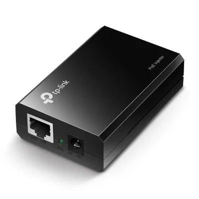 Produktbild von TP-Link PoE-Injektor, Gigabit Ethernet, 10,100,1000 Mbit/s, IEEE 802.3af, Schwarz, 48 V, FCC, CE