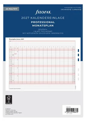 Produktbild von FILOFAX Kalendereinlage 2027 - A5 - 1 Monat = 1 Seiten - Professional - deutsch