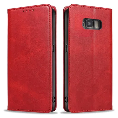 Produktbild von Handyhülle für Samsung Galaxy S8 Kunstleder Flip Cover Hülle Klapphülle Case Kartenfach Farbe: Rot