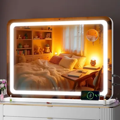 LED-Make-upspiegel 80x55 cm, dimmbar, 3 Lichtmodi, Touchbedienung