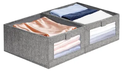 Produktbild von 2er Set Aufbewahrungsboxen, Robuste Stoffboxen 40 x 27 x 17 cm - Organizer für Schrank, Kleiderschrank, Spielzeug und Küche - Faltbare Aufbewahrungslösungen