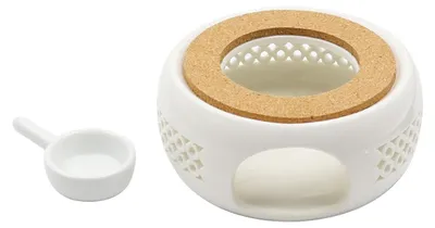 Productafbeelding van Keramische theepotverwarmer met kurk en lepel, 14,5 cm