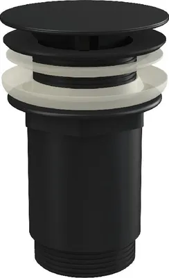 Produktbild von alcadrain Ablaufventil für die Waschbecken 5/4" Ganzmetal, großer nicht verschließbarer Stopfen, für die Waschbecken ohne Überlauf, Schwarz-Matt