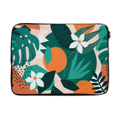 Produktbild von MuchoWow® Laptop Hülle 14 ZollBlumen - Obst - Dschungel Laptoptasche - Laptoptasche - Stoßsicher - Schutzhaube