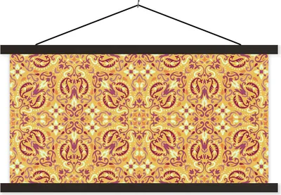 Produktbild von MuchoWow® Textilposter Persische Teppiche - Teppiche - Muster - Orange 90x45 cm mit schwarzem Rahmen - Klemmleisten