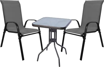 Produktbild von Bistro Sitzgarnitur Bistrogarnitur 3-teilig Anthrazit/Schwarz