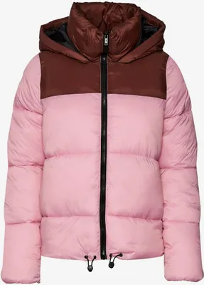 Produktbild von Braun und rosa gesteppte Winterjacke mit Kapuze Noisy May Ales