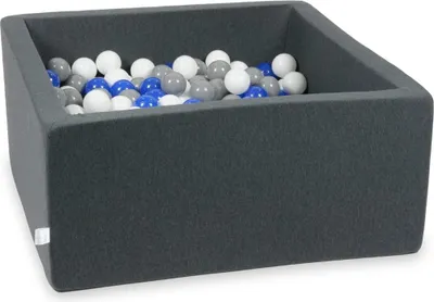 Immagine prodotto di Piscina a secco in grafite 90x90x40 con 400 palline: blu, bianco, grigio