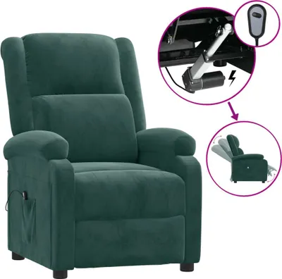 Image de Fauteuil Relax Electrique Vert Foncé Velours