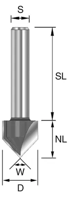 Produktbild von BRÜCK HW-V-Nut-/Schriftenfräser Typ 231 D=12,7mm,NL=15,8mm,S=8x32mm,W=60° | 2311270603