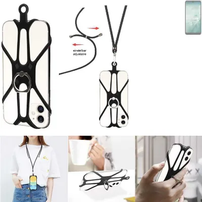 Produktbild von K-S-Trade 3in1 Handykette Handyband Handykordel Halsband Smartphone-Ring Handy-Ring kompatibel mit Sharp Aquos Wish4 Fingerhalterung Handyring