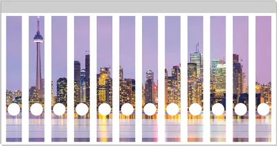 Produktbild von Wallario Ordnerrücken Sticker, selbstklebend für schmale Ordner, 12 Stück, Motiv Toronto Skyline - Kanada am Abend