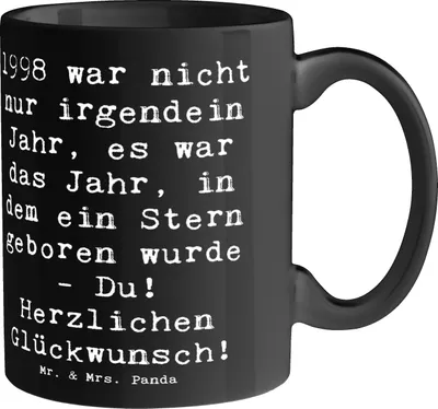 Produktbild von Mr. & Mrs. Panda Kaffeebecher Spruch 1998 Geburtstag - Schwarz - Geschenk, Happy Birthday, Alter, Pott, du bist besonders, Tasse, feiern, Erinnerungen, Kaffeetasse
