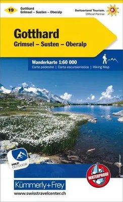 Image de Carte de randonnée KuF Suisse n° 19 : Gothard, Grimsel, Susten, Oberalp, échelle 1:60 000